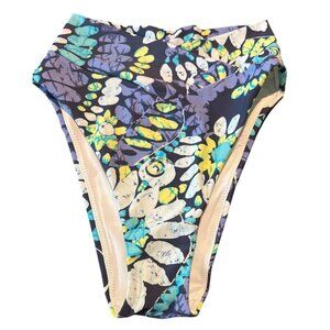 Aerie XS High Waisted High Cut Cheeky Bikini Bottom Floral Print NWT